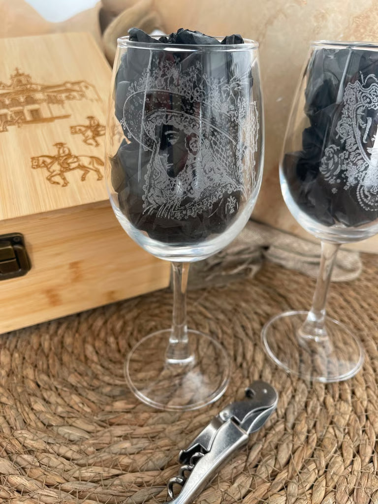 Set de vino Virgen del Rocío y Virgen del Rocío Pastora